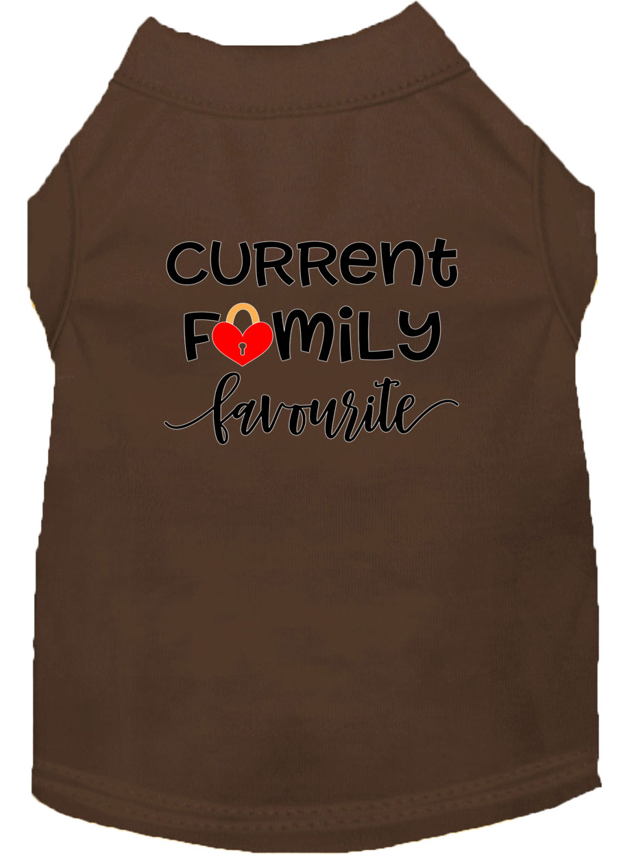 Family Favorite Screen Print Dog Shirt Brown XXL